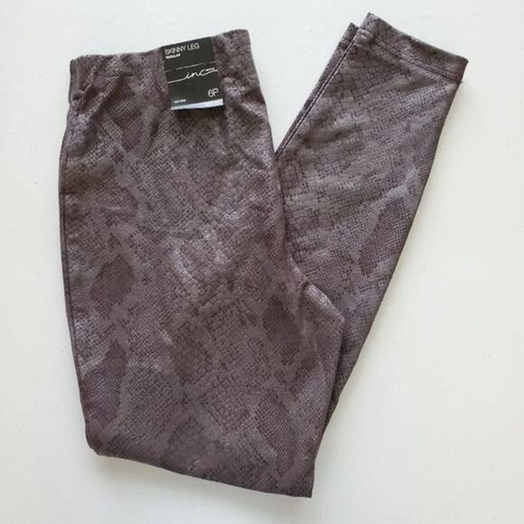 INC Metallic Python Embossed Skinny Pants Gray Women Size 6P Mid Rise NEW - Picture 8 of 8